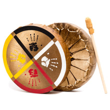 Load image into Gallery viewer, Medicine Wheel Healing-Hands Buffalo Hide Hand Drum

